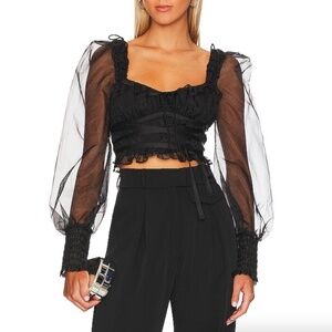 For Love & Lemons Gabrielle Top Black Whimsigoth Fairy Size Medium
